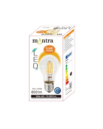 BOMBILLA LED - E27 ESTÁNDAR FILAMENTO - 7W - 2700K - 800Lm - 360º